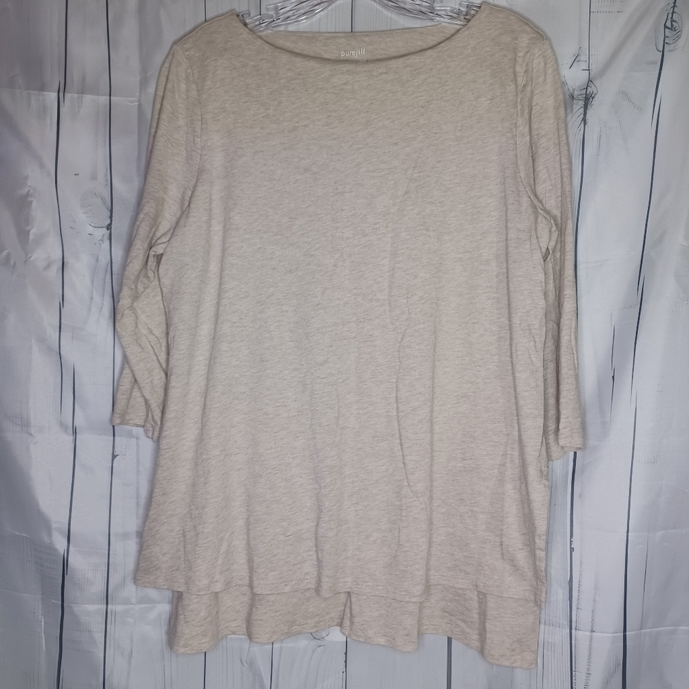 J.Jill Purejill boatneck minimalist flowy layered tunic 3/4 sleeve